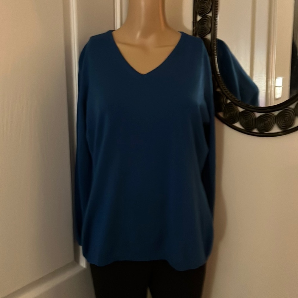 Kate Hill Teal V-Neck Sweater